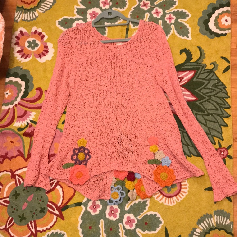 Amano Sz M Crocheted Tunic Sweater